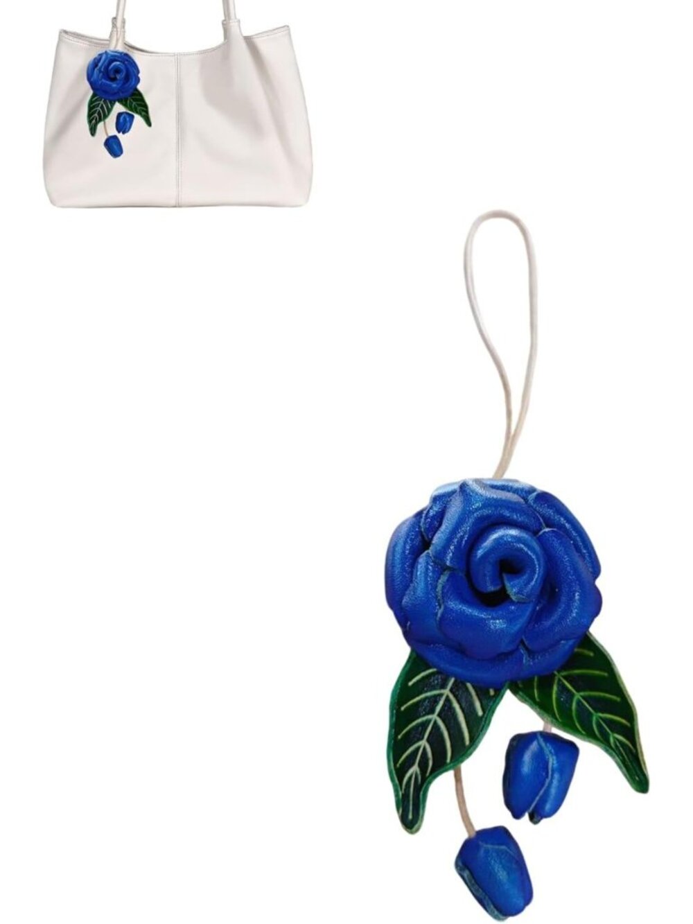 Handcrafted Leather Flower Bag Charm | Boho Keychain Pendant | Unique